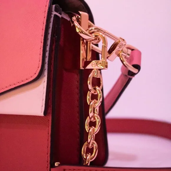 NWT Small Greenwich Michael Kors gold cinnamon pink hot pink crossbody - Picture 3 of 10